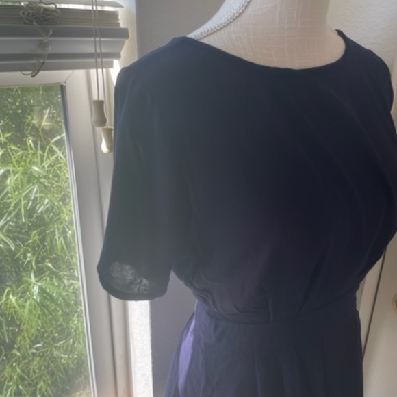 Liberty Love | Navy Floral Babydoll Lace Blouse With Back Zipper | Size S - Picture 4 of 12